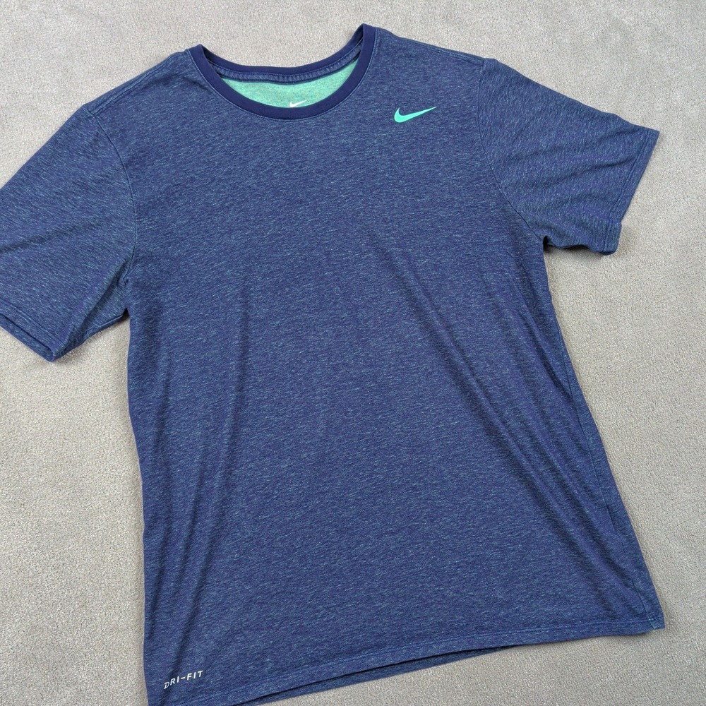 Nike Large Mens Dri-FIT Athletic Training Shirt Navy Blue Heather 706625-429